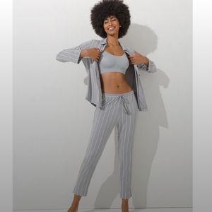 EUC SOMA Cool Nights Calm Stripe Castle Grey Pajama Sets XS